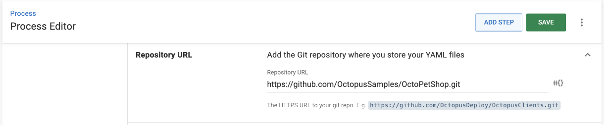 Repository URL expander where the user’s YAML files are stored.