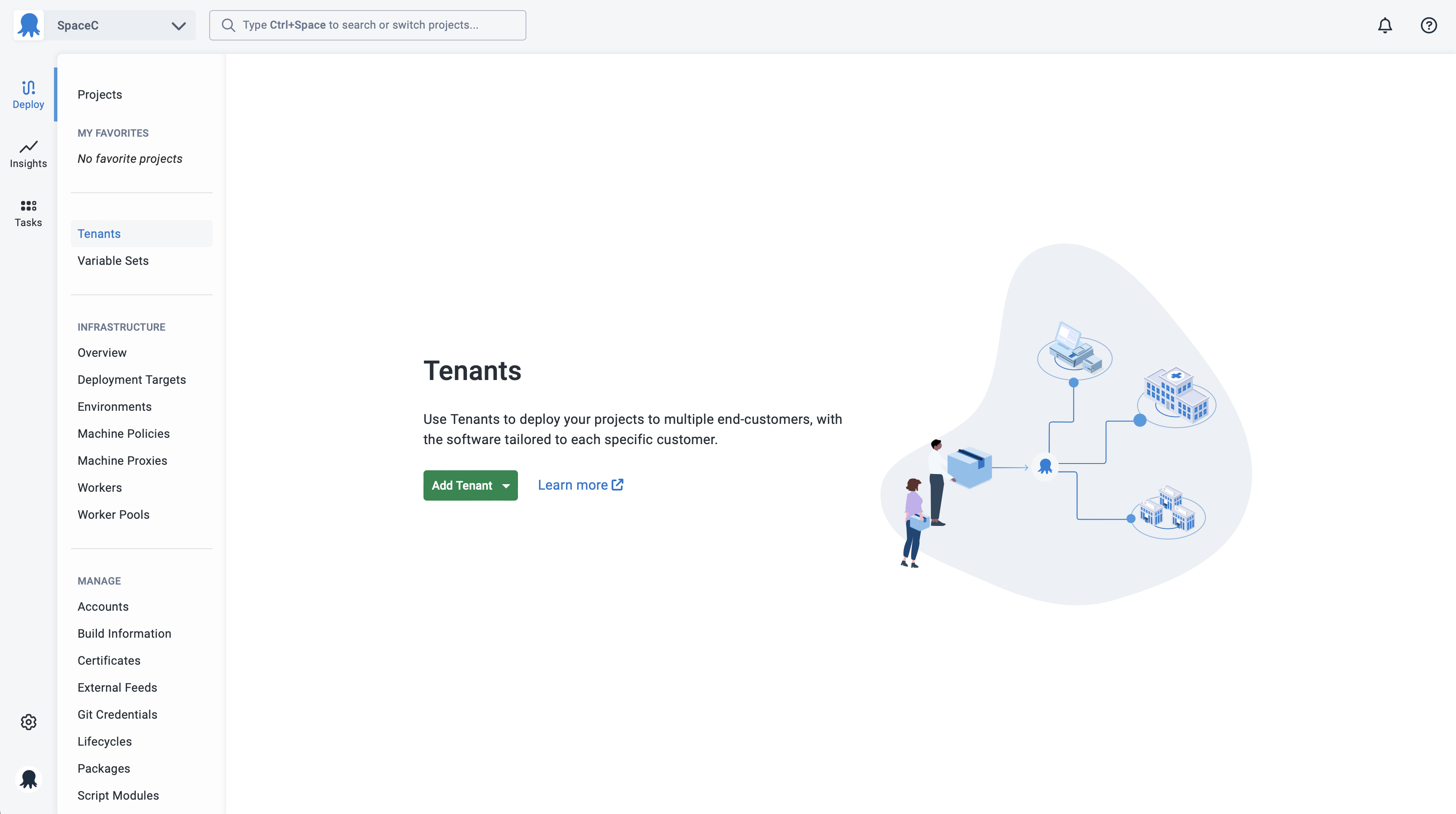 The Add tenant button on the Tenants page